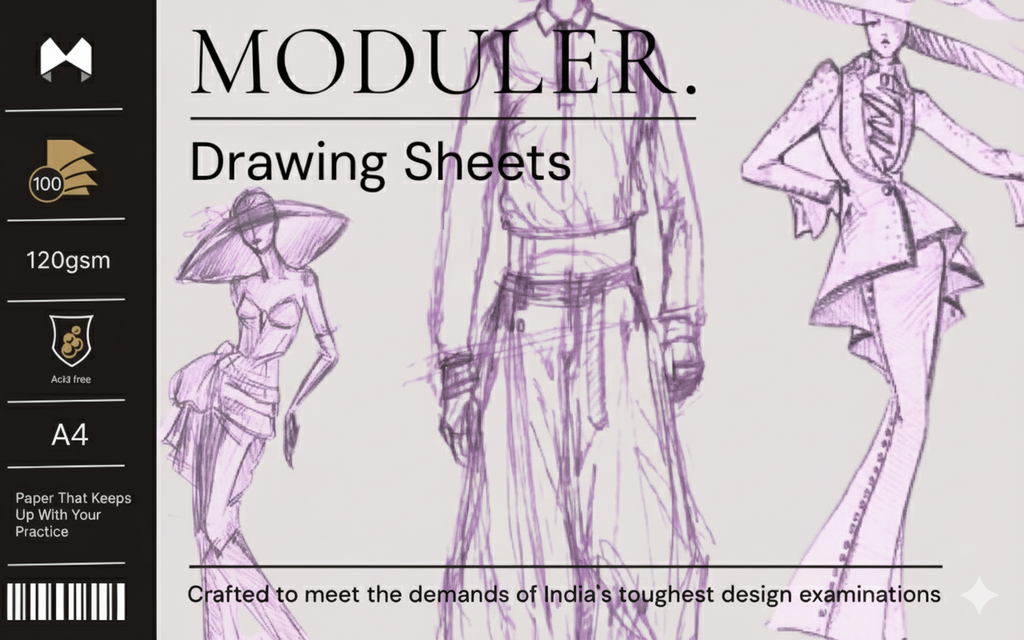MODULER. Drawing Sheets 120 GSM A4 Acid Free — Fashion Series for NIFT NID UCEED Design Entrance Preparation