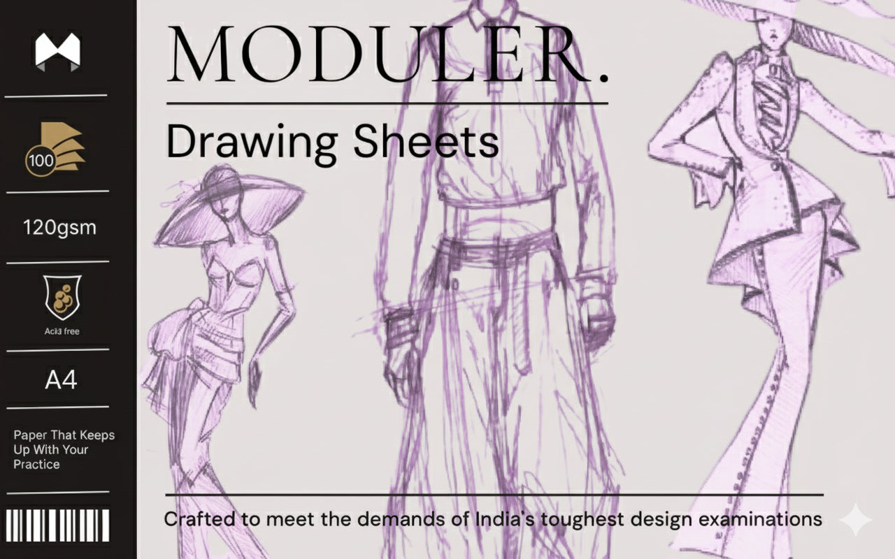 MODULER. Drawing Sheets 120 GSM A4 Acid Free — Fashion Series for NIFT NID UCEED Design Entrance Preparation