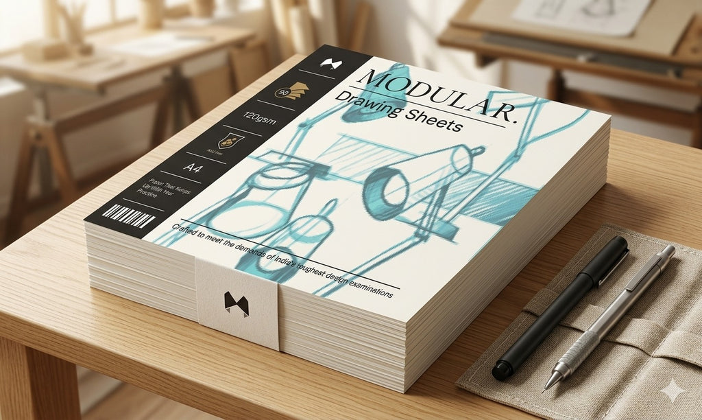 MODULER. Master Pack 90 Sheet Drawing Pad 120 GSM A4 Acid Free — Product Design Sketching for UCEED NID Entrance Preparation