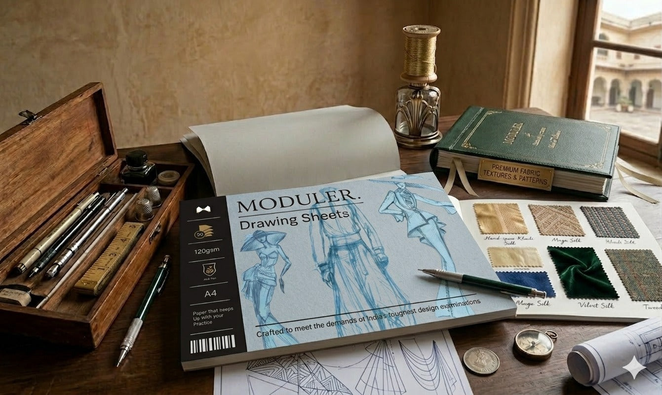 MODULER. Fashion Drawing Sheets 120 GSM A4 — Fashion Design Sketching Practice for NIFT NID Entrance Preparation